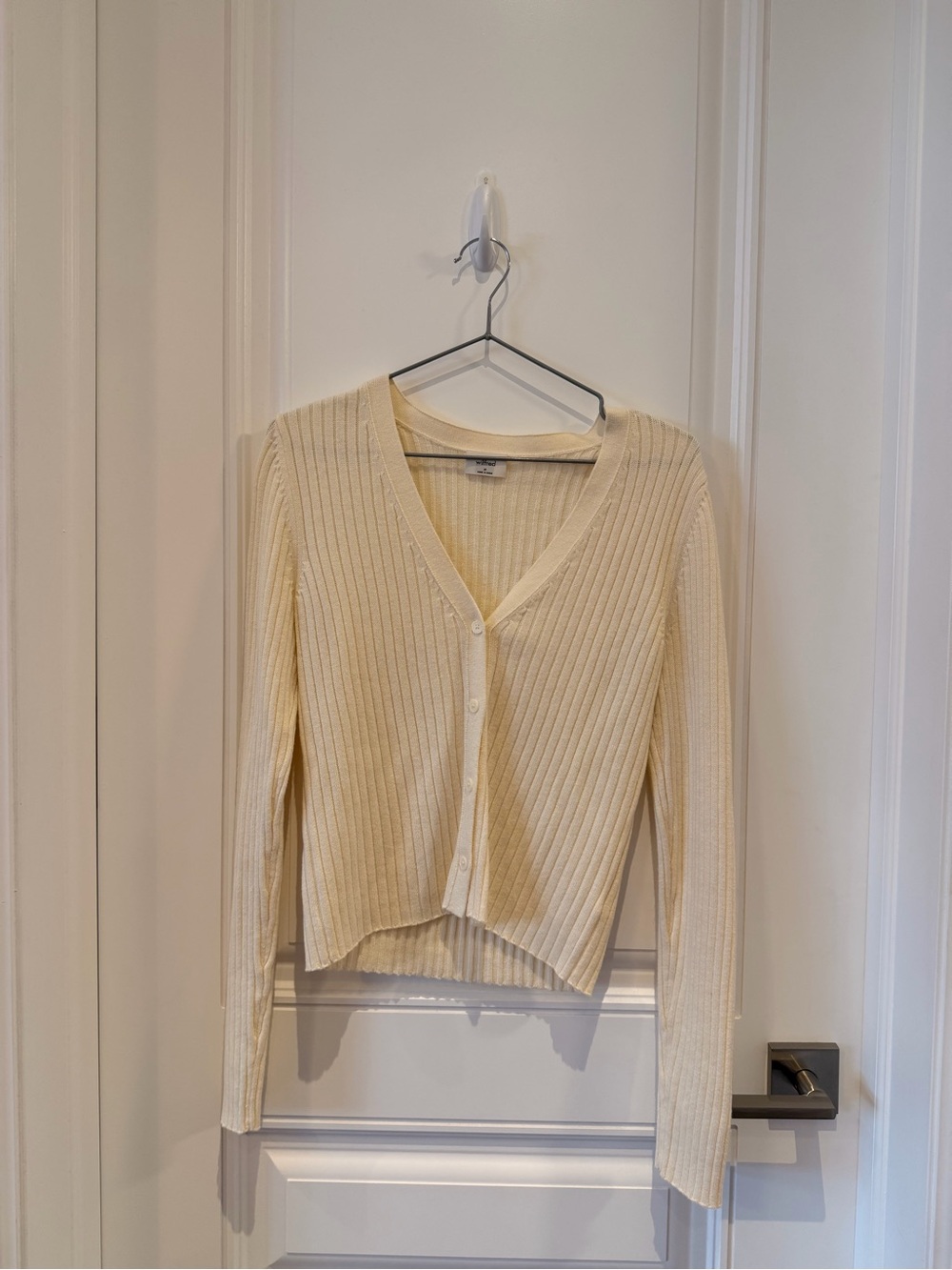 Wilfred Cream Ribbed V-Neck Button Cardigan